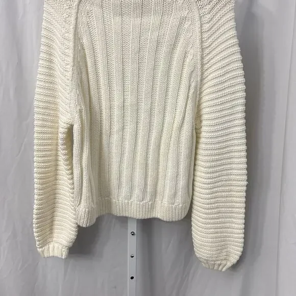 Free People Sweetheart Sweater Womens Small Ivory Boho Chunky Knit Mock Neck - Picture 12 of 13